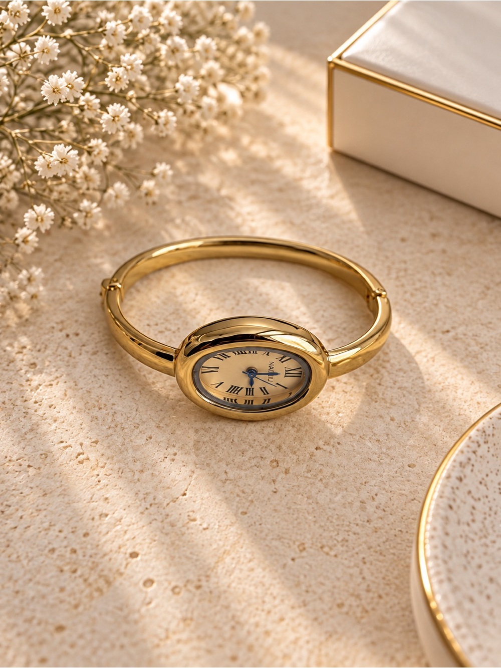 Gold Oval Bangle Watch - Picture 3 of 4